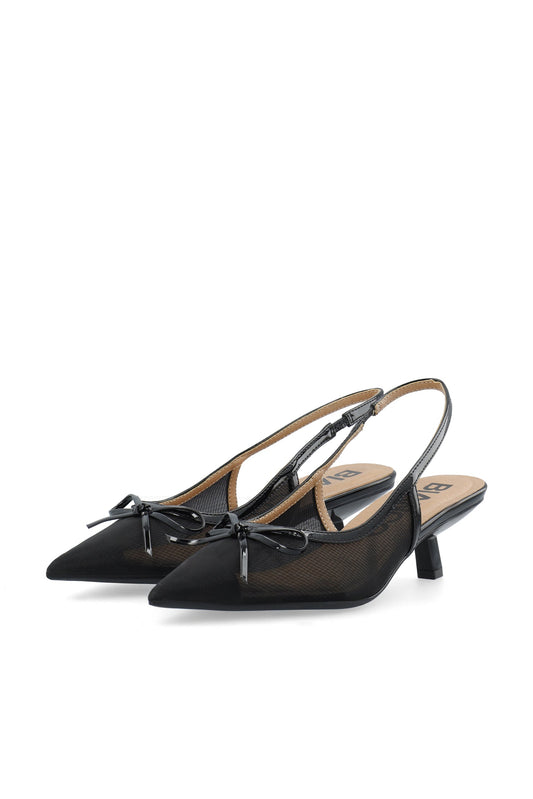 BIAKRISTIN Kitten Heel Bow Slingback Mesh