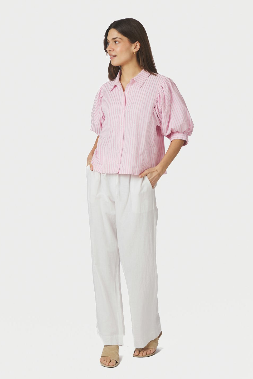 Etta Soft Stripe Stone Shirt