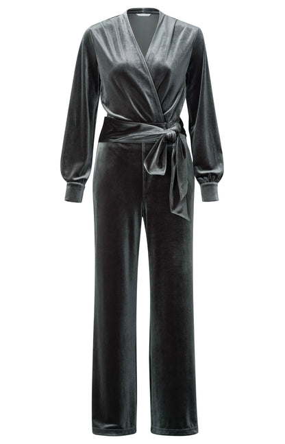 Jersey velours wide leg jumpsuit