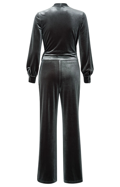 Jersey velours wide leg jumpsuit