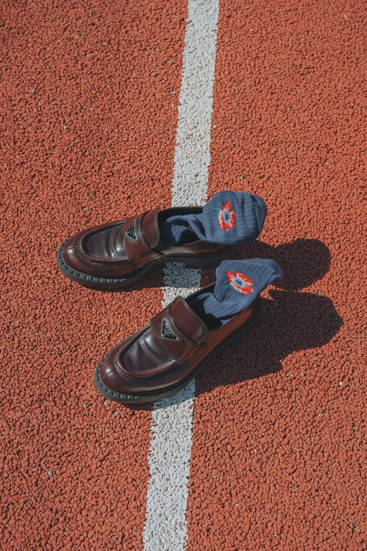 Buttercup socks - Blue flowers