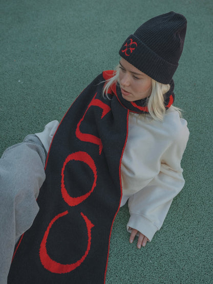 Willow scarf- Navy with red Coucou