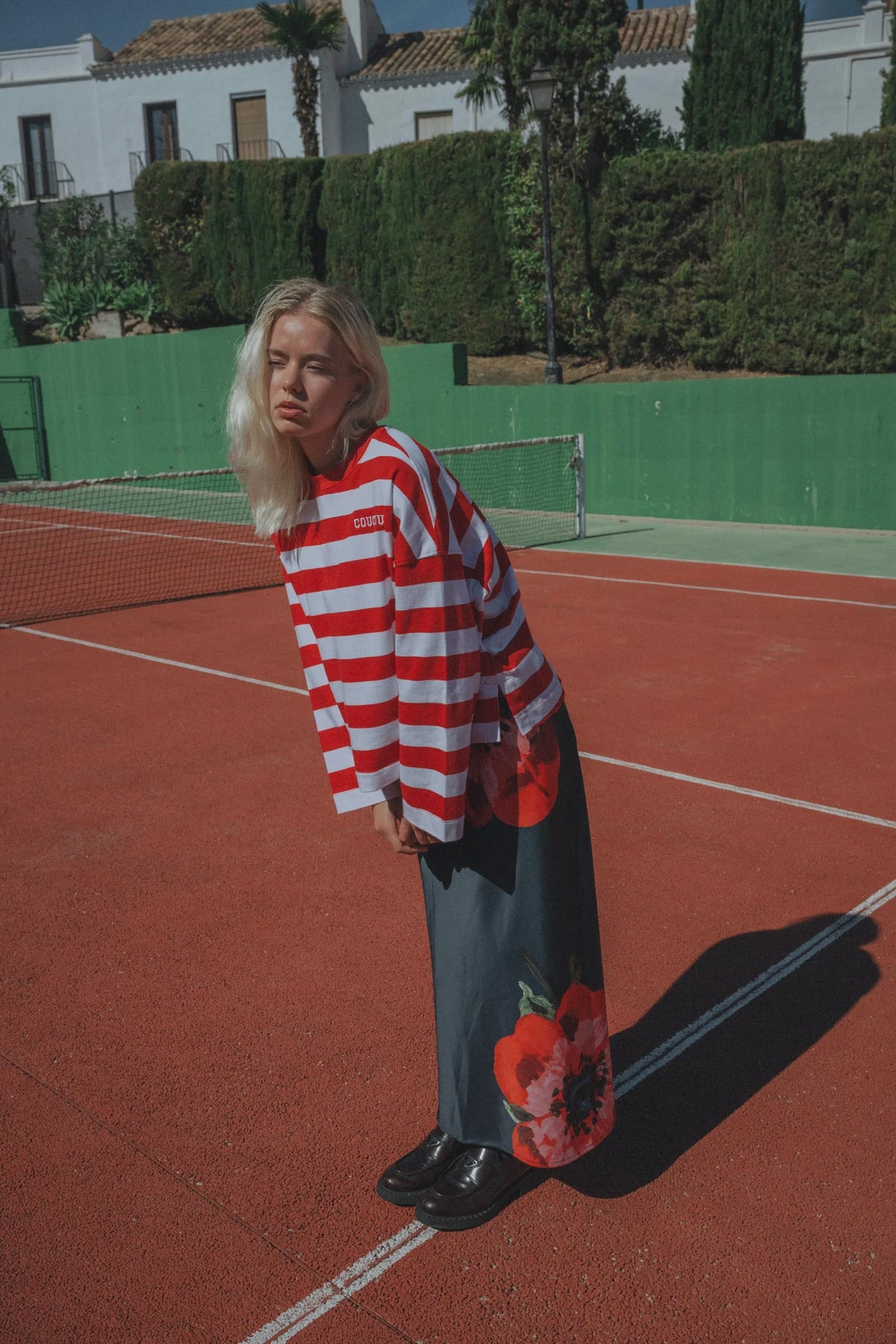 Sunshine skirt - Navy with poppy print
