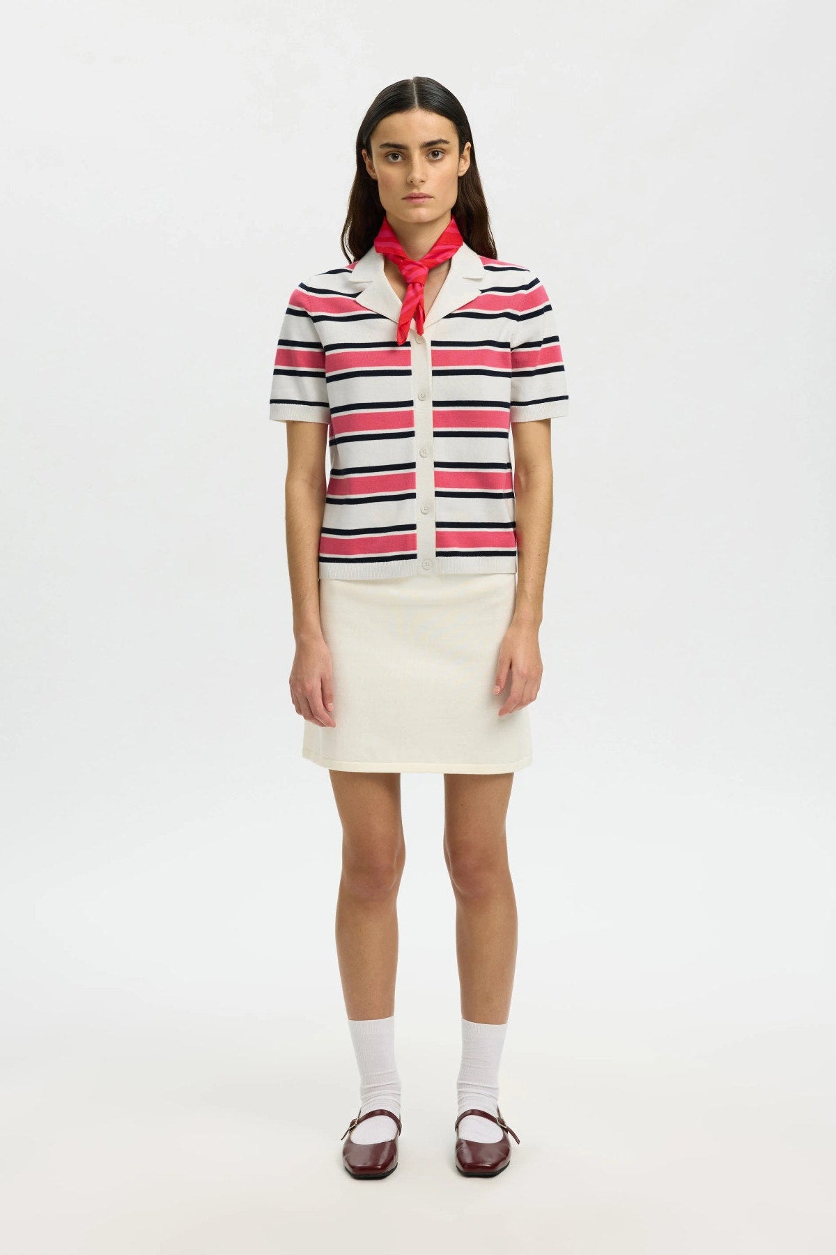 SLFAMOUR SS KNIT POLO CARDIGAN