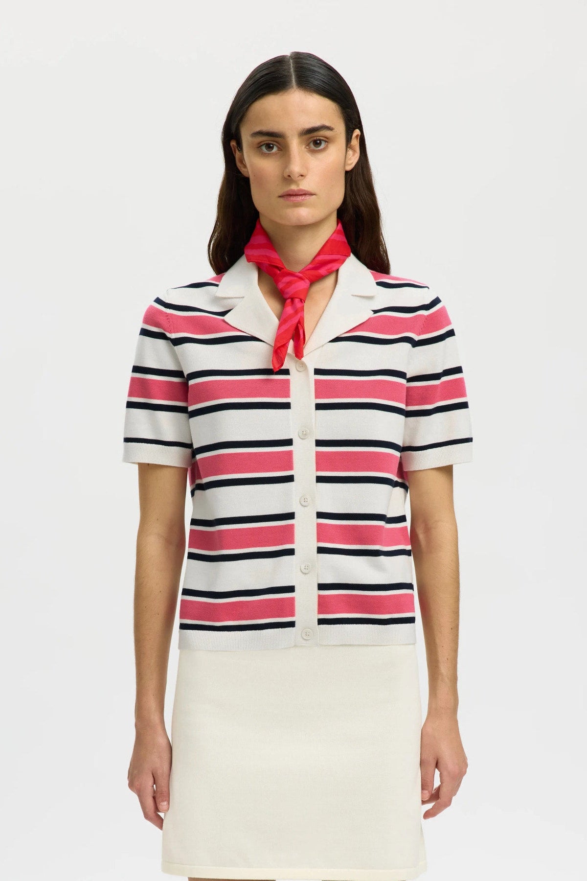 SLFAMOUR SS KNIT POLO CARDIGAN
