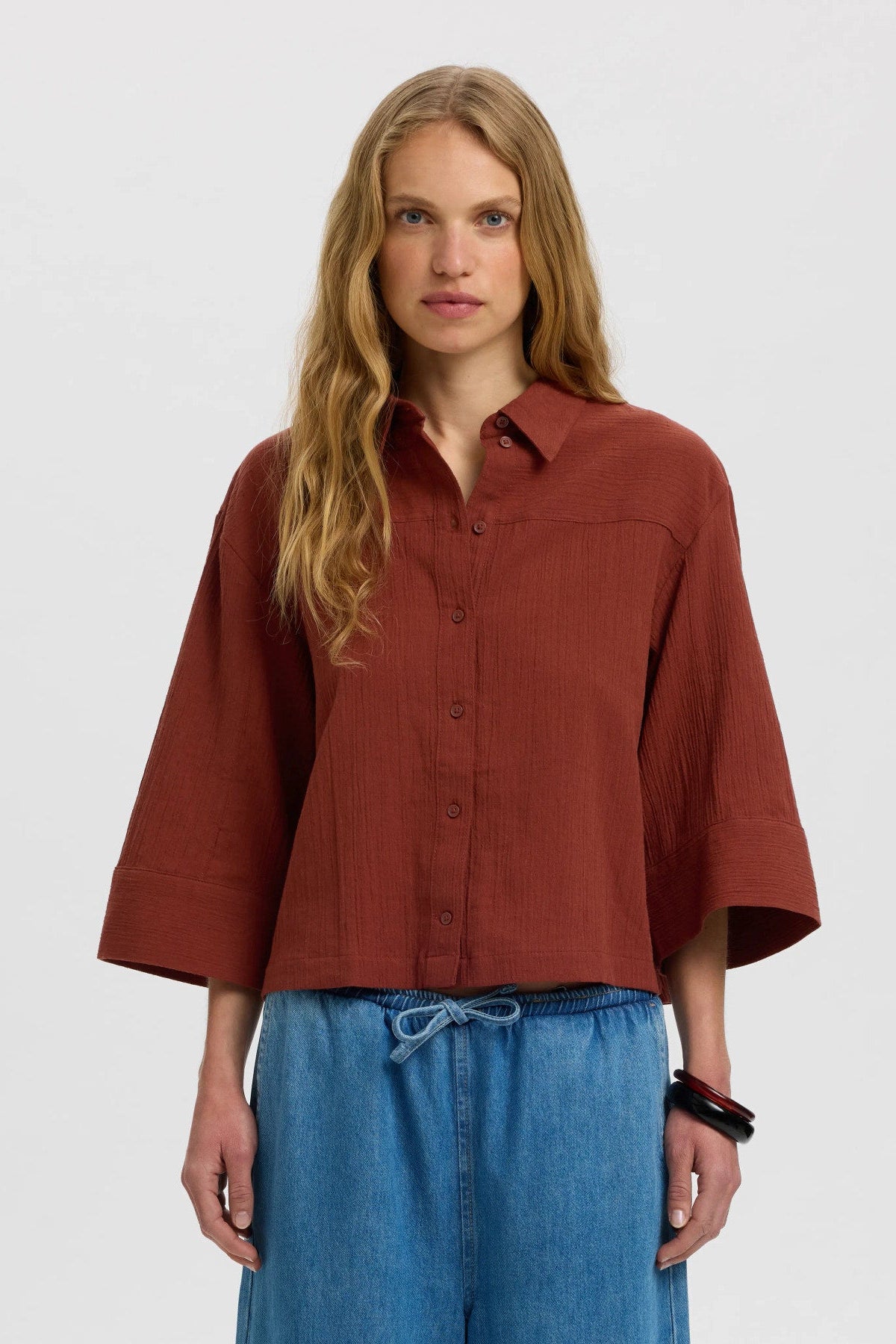 SLFFINNIE RELAXED 3/4 SUN SHIRT B