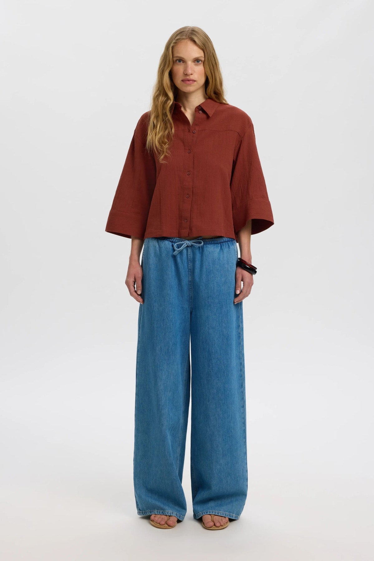 SLFFINNIE RELAXED 3/4 SUN SHIRT B