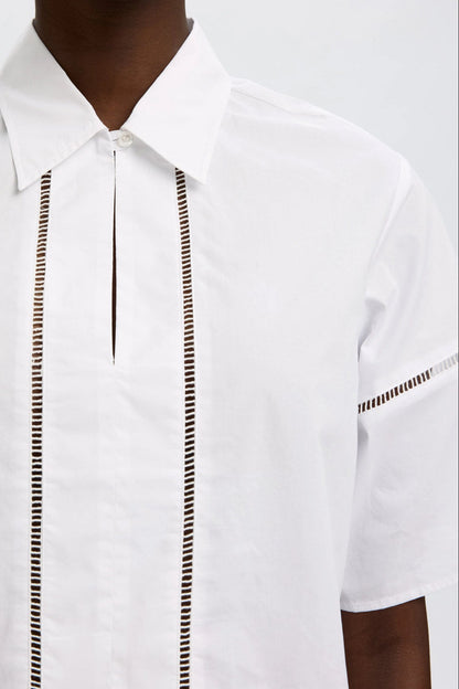 SLFDELIA 2/4 BOXY LADDER STITCH BLOUSE