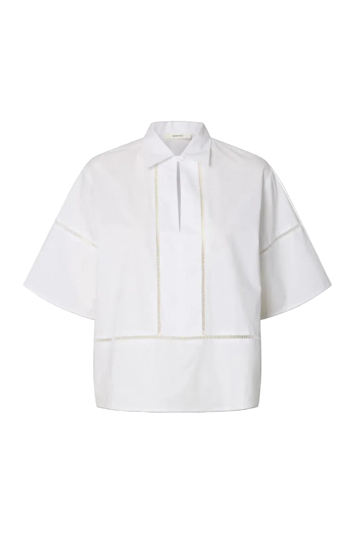 SLFDELIA 2/4 BOXY LADDER STITCH BLOUSE