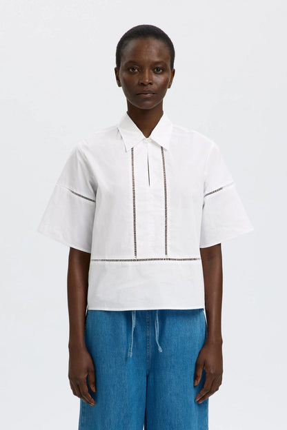 SLFDELIA 2/4 BOXY LADDER STITCH BLOUSE