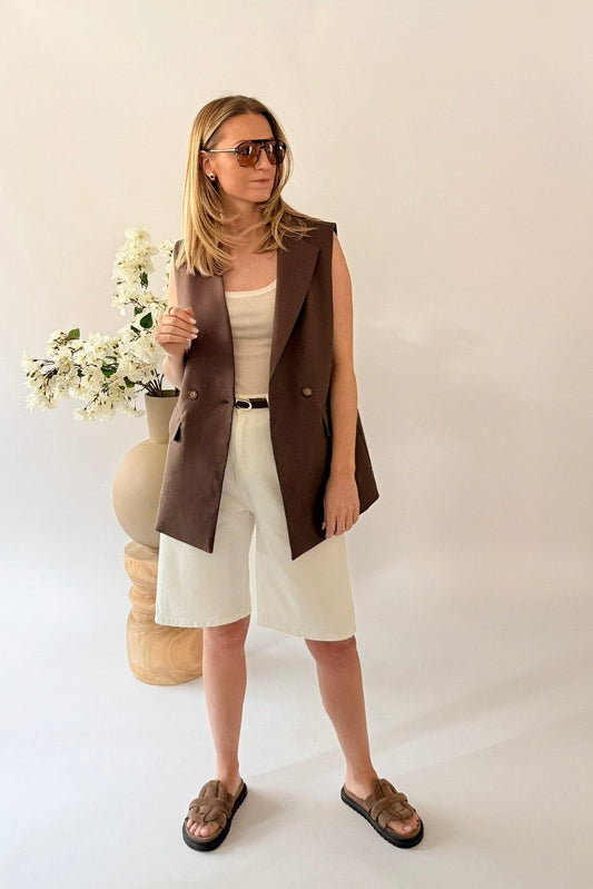 Aperol spritz sleeveless blazer vest