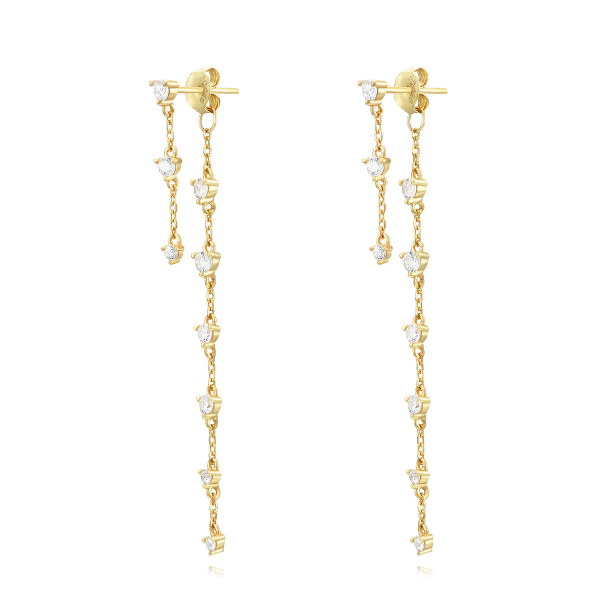 LONG GOLD ZIRCONIA DROP EARRING