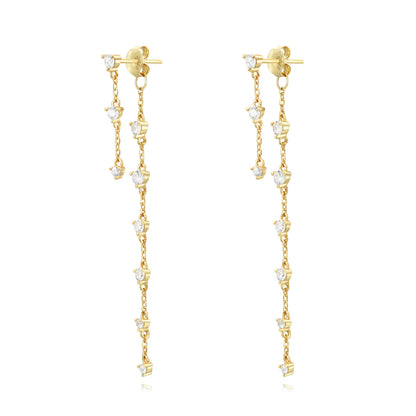 LONG GOLD ZIRCONIA DROP EARRING