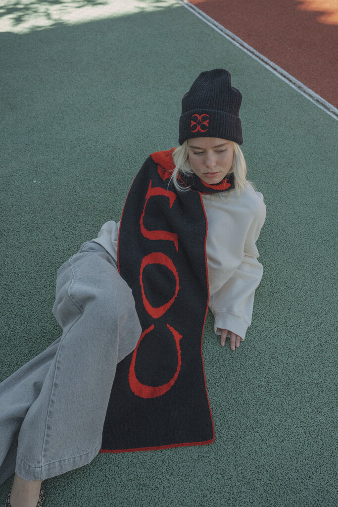 Willow scarf- Navy with red Coucou