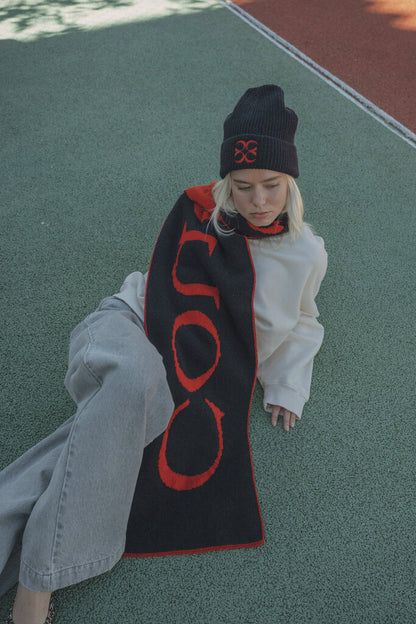 Willow scarf- Navy with red Coucou
