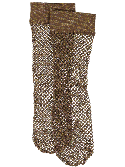 SHINY Fishnet Sock DARK BROWN/GOLD