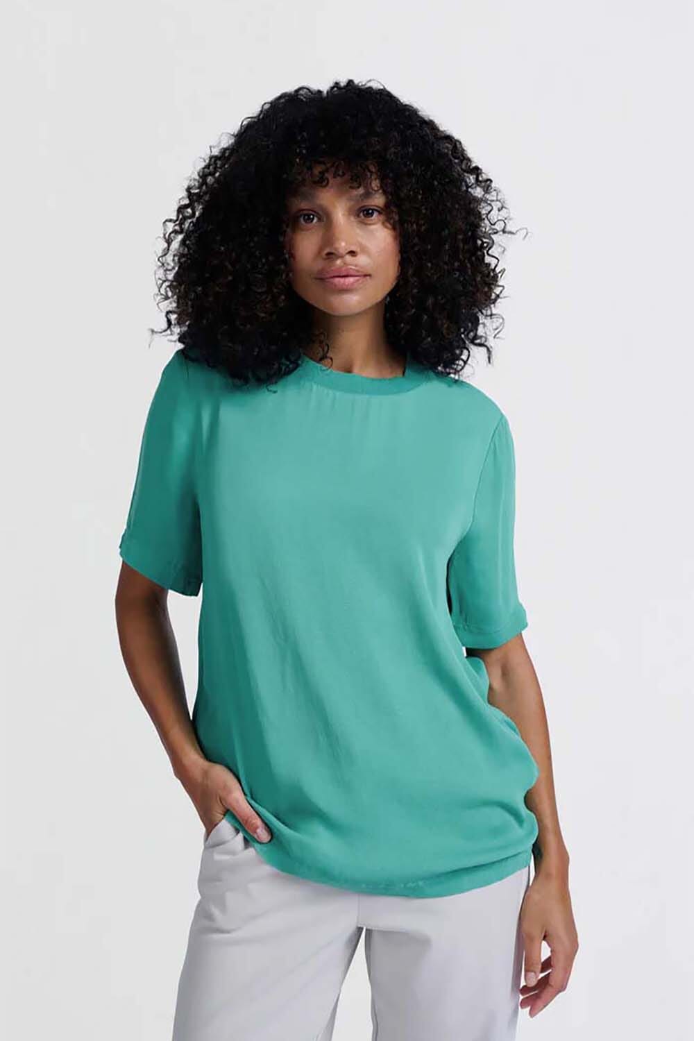 Woven t-shirt top